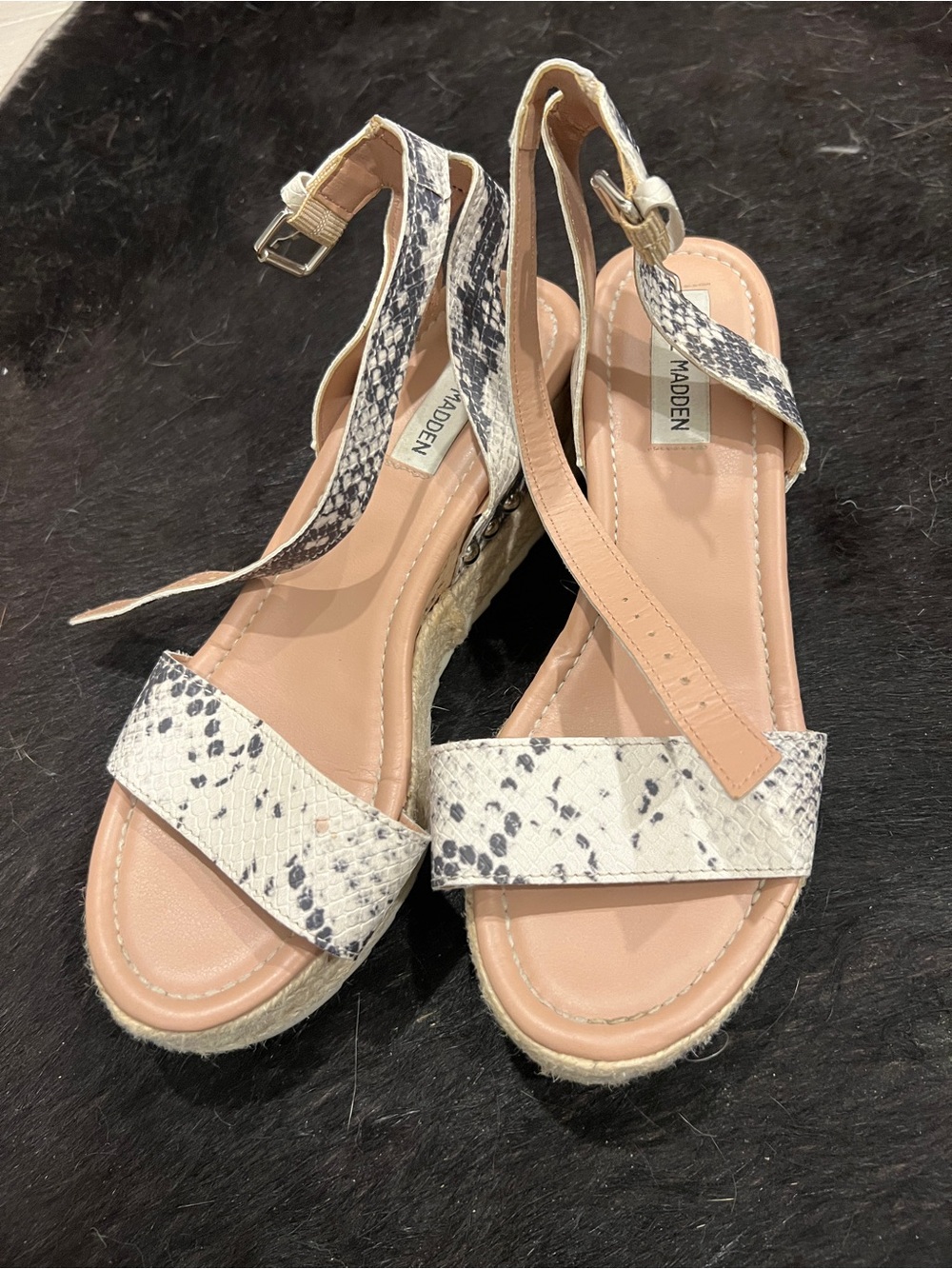 Steve Madden Women's Snake-Print Espadrille Sandal in Beige